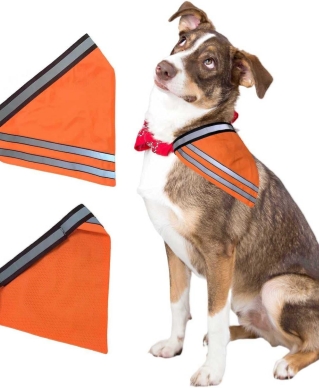 Reflective Dog Bandana Safety Scarf 2 Pack Orange Dog Reflective Gear