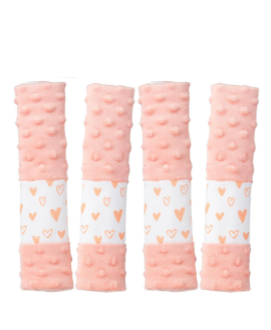 4 Pack Car Seat Belt Straps Cover for Baby Kids,Pink Baby Carrier Straps Covers Stroller Strap Pads Baby Car Seat Belt Neck Covers for Baby(9.8'’X2.2''inch)