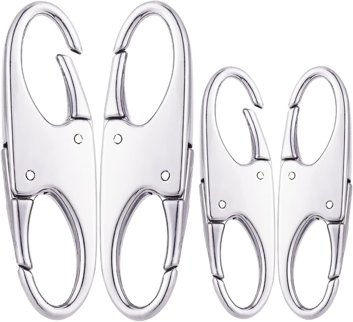 Double Small Carabiner Clips - Zipper Clip Theft Deterrent - Holding The Zipper Closed - Backpack Locks Zipper 4 PCS 2 Sizes (Silver)