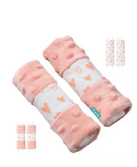 4 Packs Baby Car Seat Straps Cover Pink Shoulder Pads for Baby, Baby Car Seat Belt Pads Seat Belt Covers for All Car Seats/Pushchair/Stroller (5.9‘’X2‘’in)