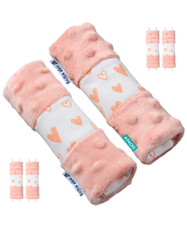 4 Packs Baby Car Seat Straps Cover Shoulder Pads for Baby Girl, Baby Car Seat Belt Pads Seat Belt Covers for All Car Seats/Pushchair/Stroller (Pink 15X5cm)